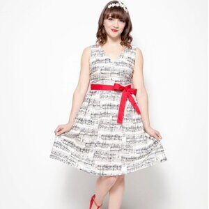 Modcloth "In the Key of Chic" Musical Score Dress in Black and Cream